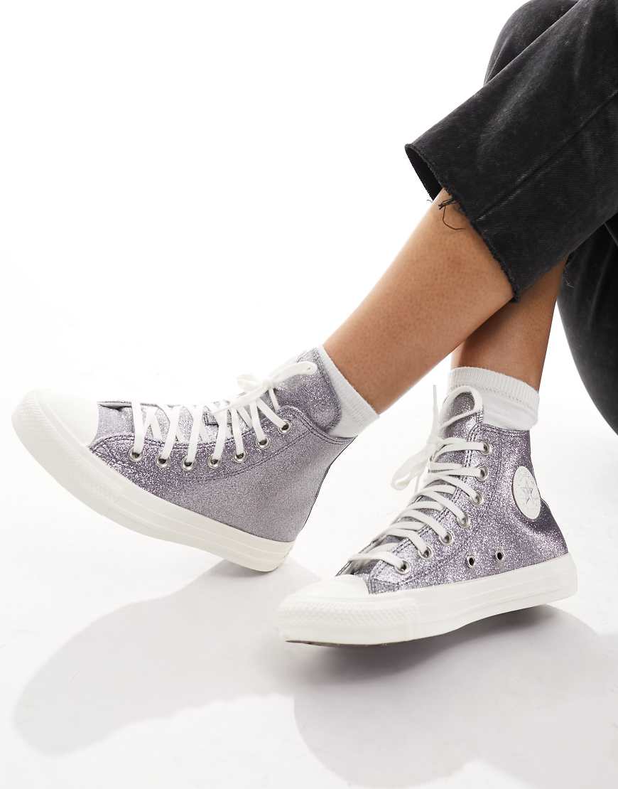Converse - Chuck Taylor All Star Hi - Sneaker in glitzerndem Silber von Converse