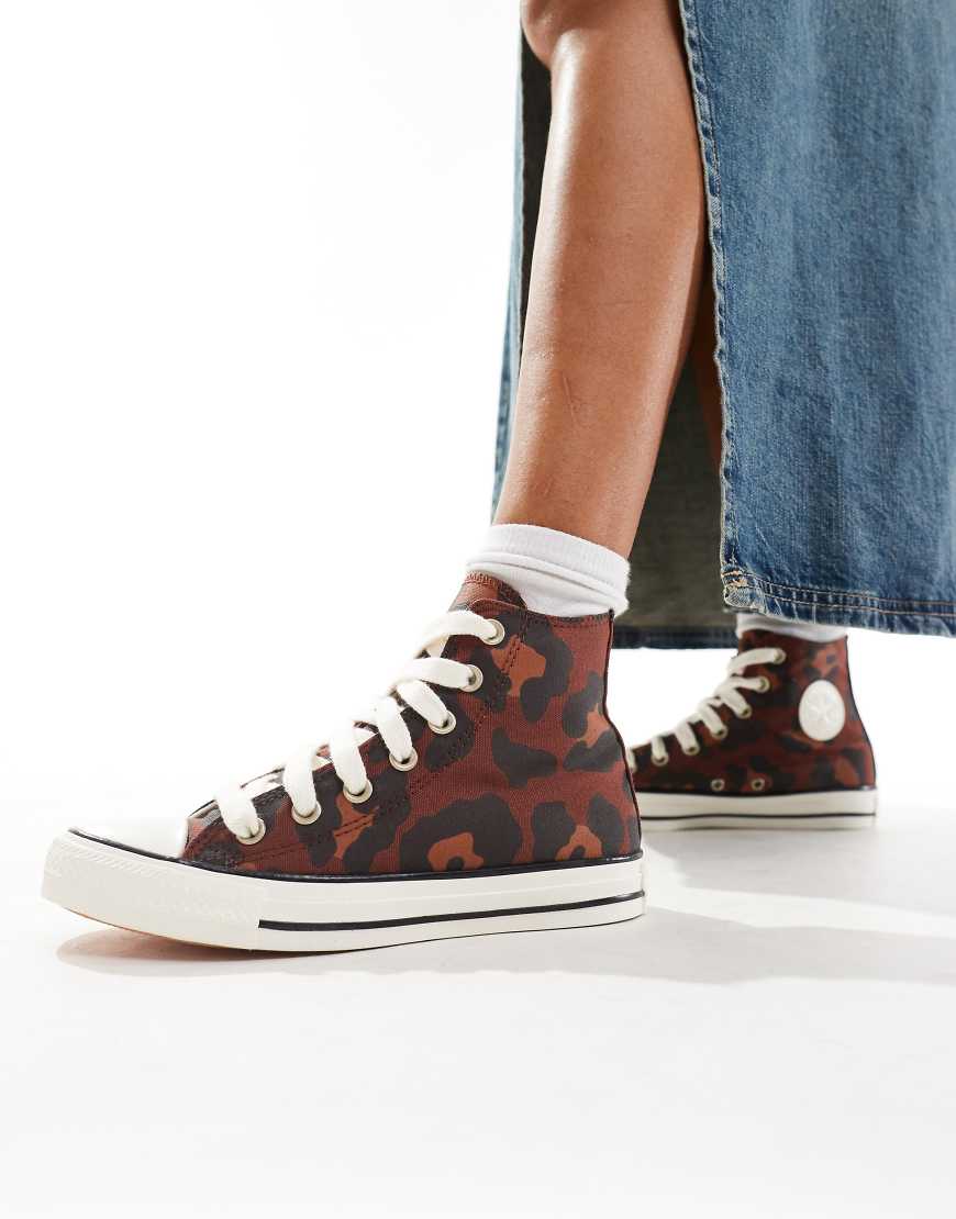 Converse - Chuck Taylor All Star Knöchelturnschuhe mit Leopardenmuster-Braun von Converse