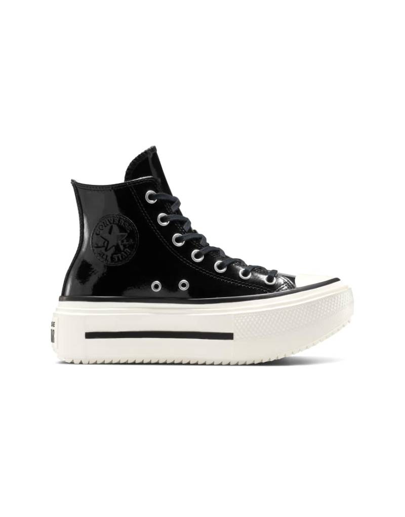 Converse - Chuck Taylor All Star Lift Hi - Sneaker aus schwarzem Leder in Lackoptik mit doppelter Sohle von Converse