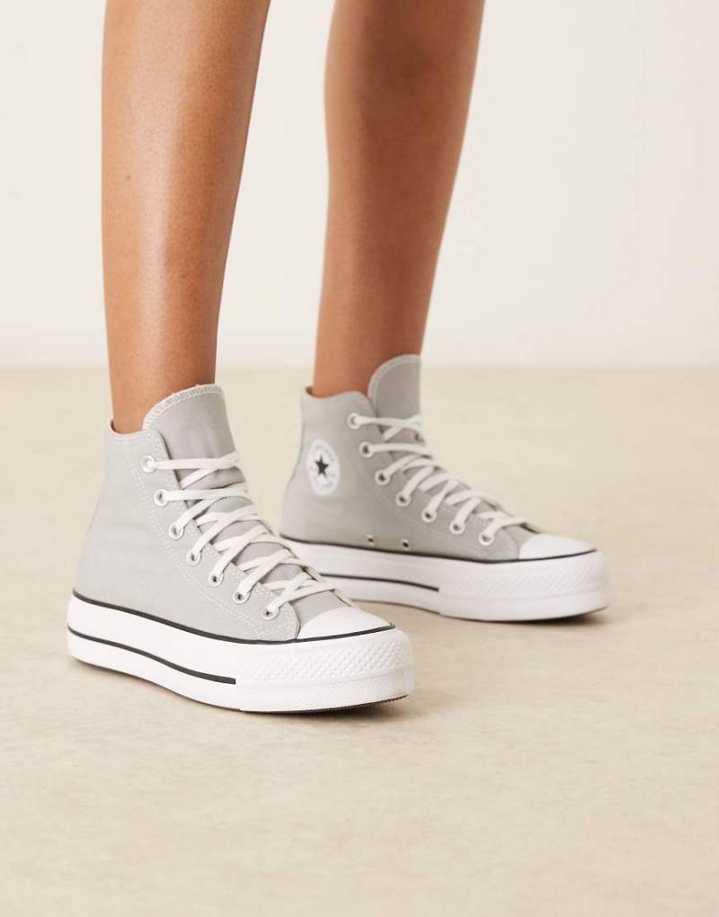 Converse - Chuck Taylor All Star Lift Hi - Sneaker in Grau mit Plateausohle von Converse