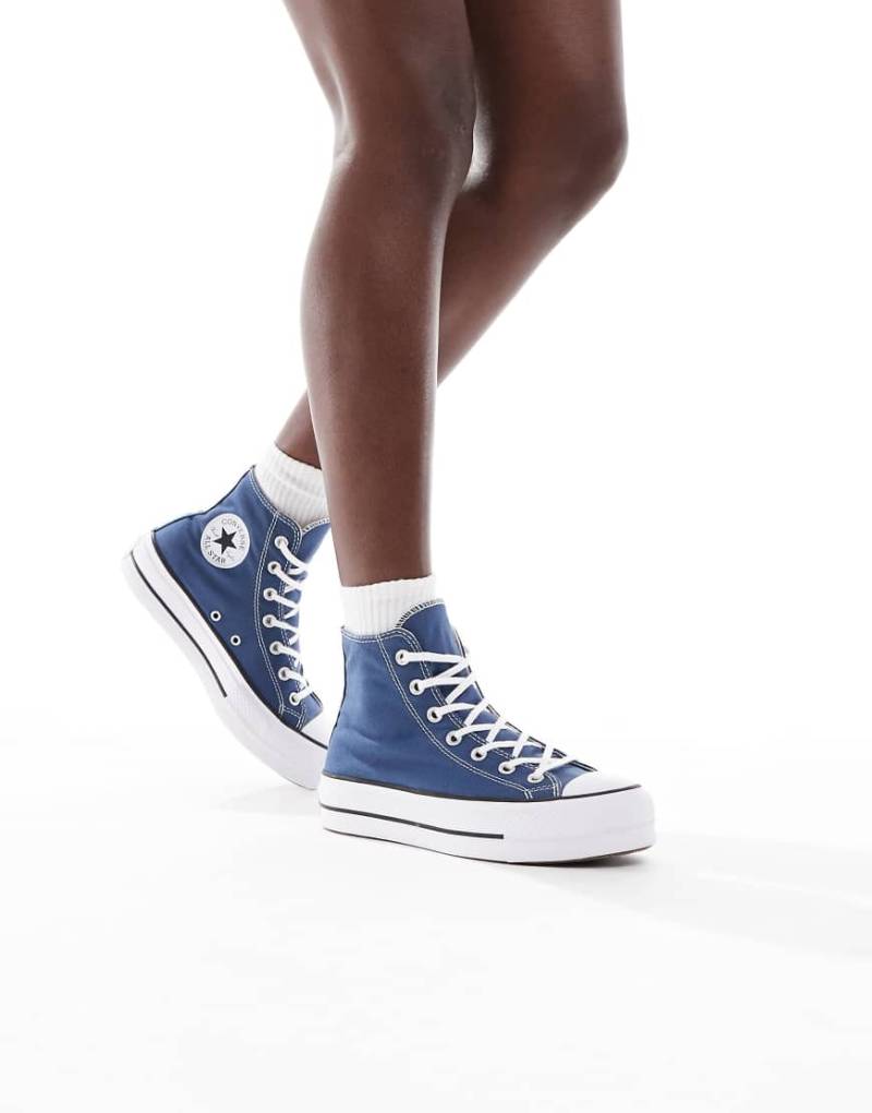 Converse - Chuck Taylor All Star Lift Hi - Sneaker in Marineblau mit Plateausohle von Converse