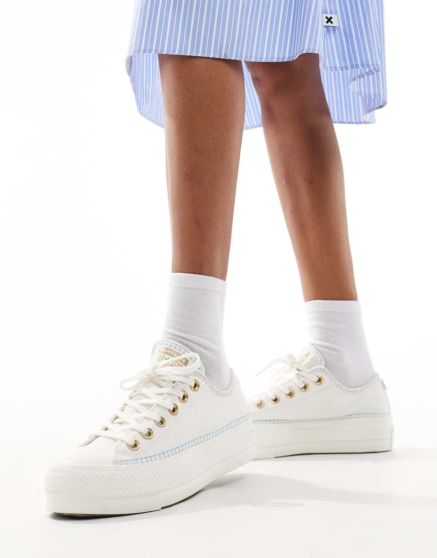 Converse - Chuck Taylor All Star Lift Ox - Sneaker in Weiß und Gold von Converse