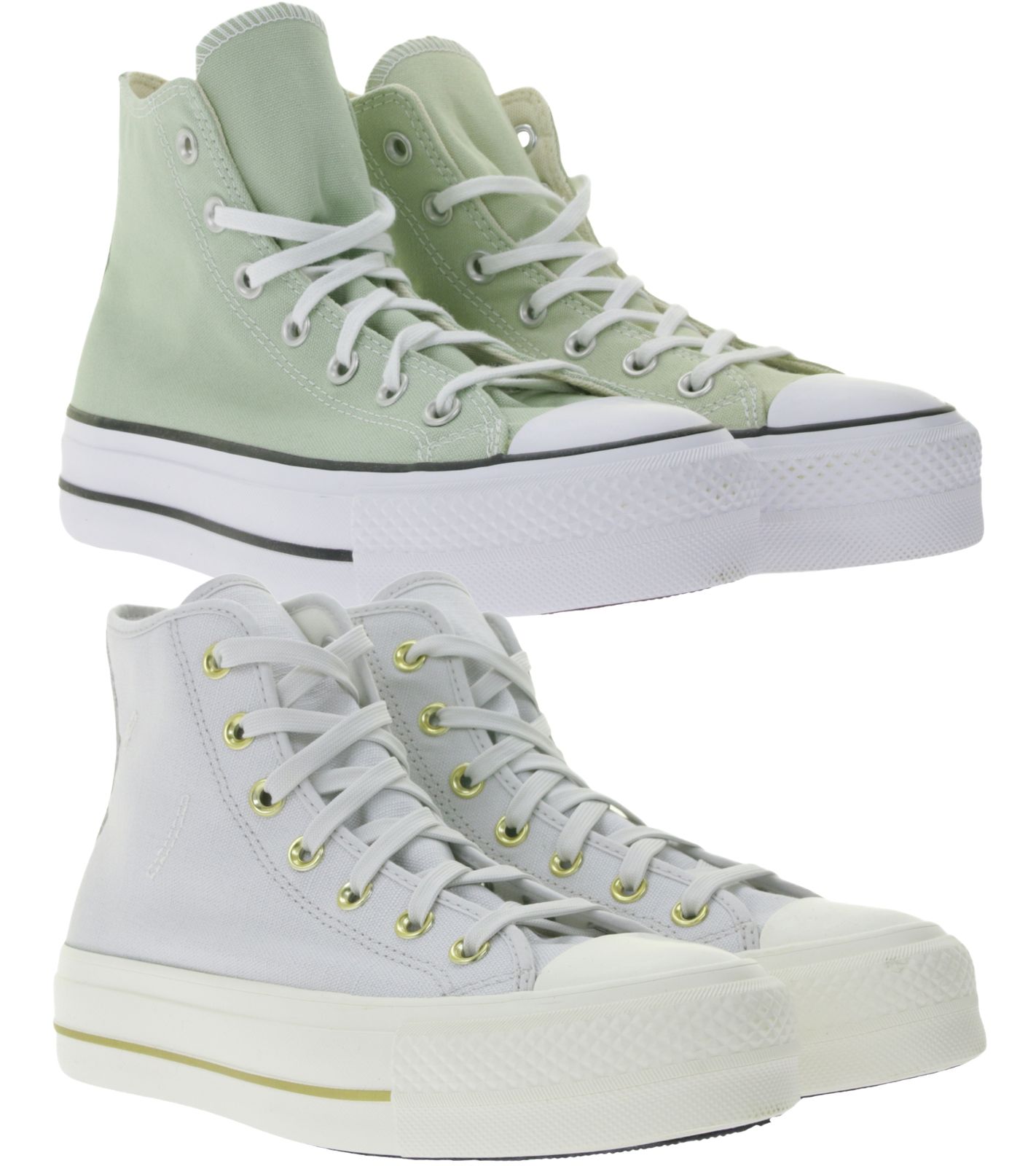 Converse Chuck Taylor All Star Lift Platform Damen Schuhe High Top Chucks mit SmartFOAM-Einlegesohle Retro-Sneaker A03541C in Grün oder A08237C in Grau von Converse