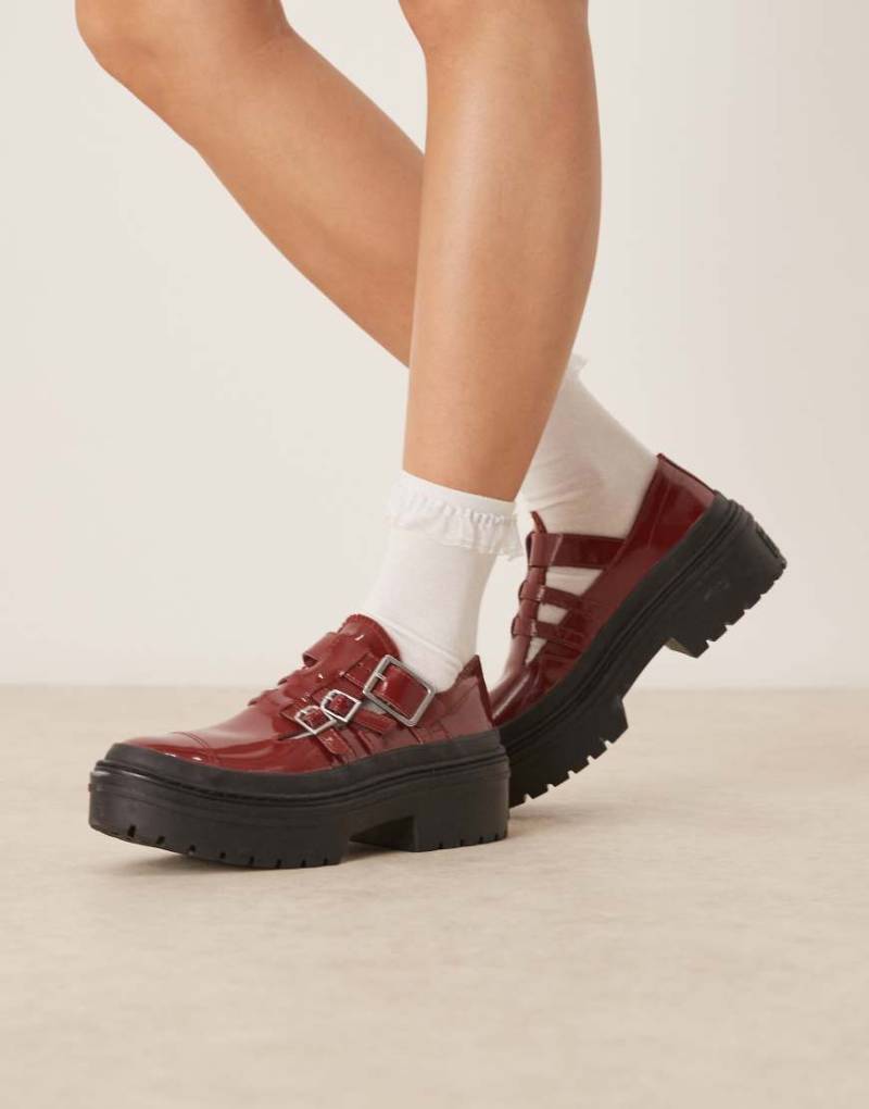 Converse - Chuck Taylor All Star - Mary-Jane-Schuhe in Burgunderrot mit Plateausohle von Converse