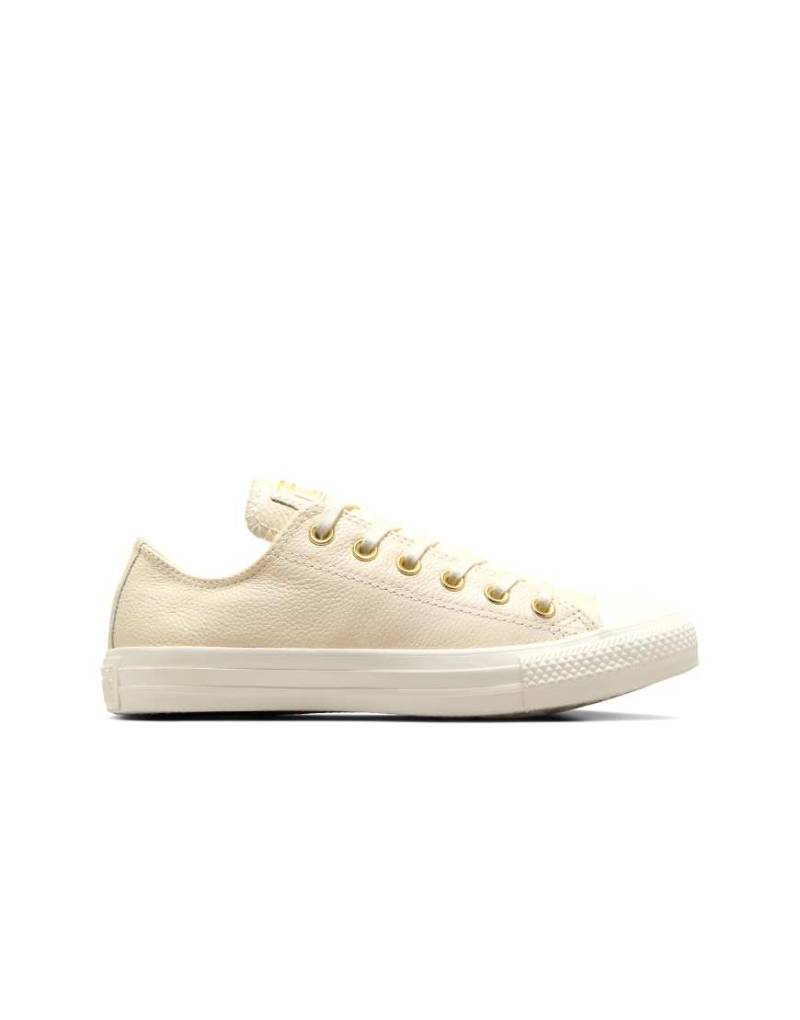 Converse - Chuck Taylor All Star - Sneaker aus Leder in Creme mit goldfarbenen Metallakzenten-Braun von Converse