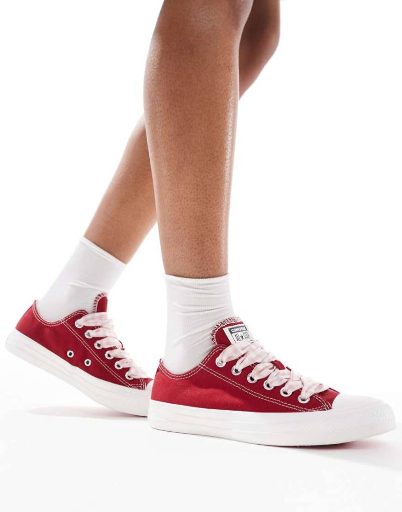 Converse - Chuck Taylor All Star Ox - Sneaker in Rot mit Schnürsenkeln mit Vichykaro von Converse