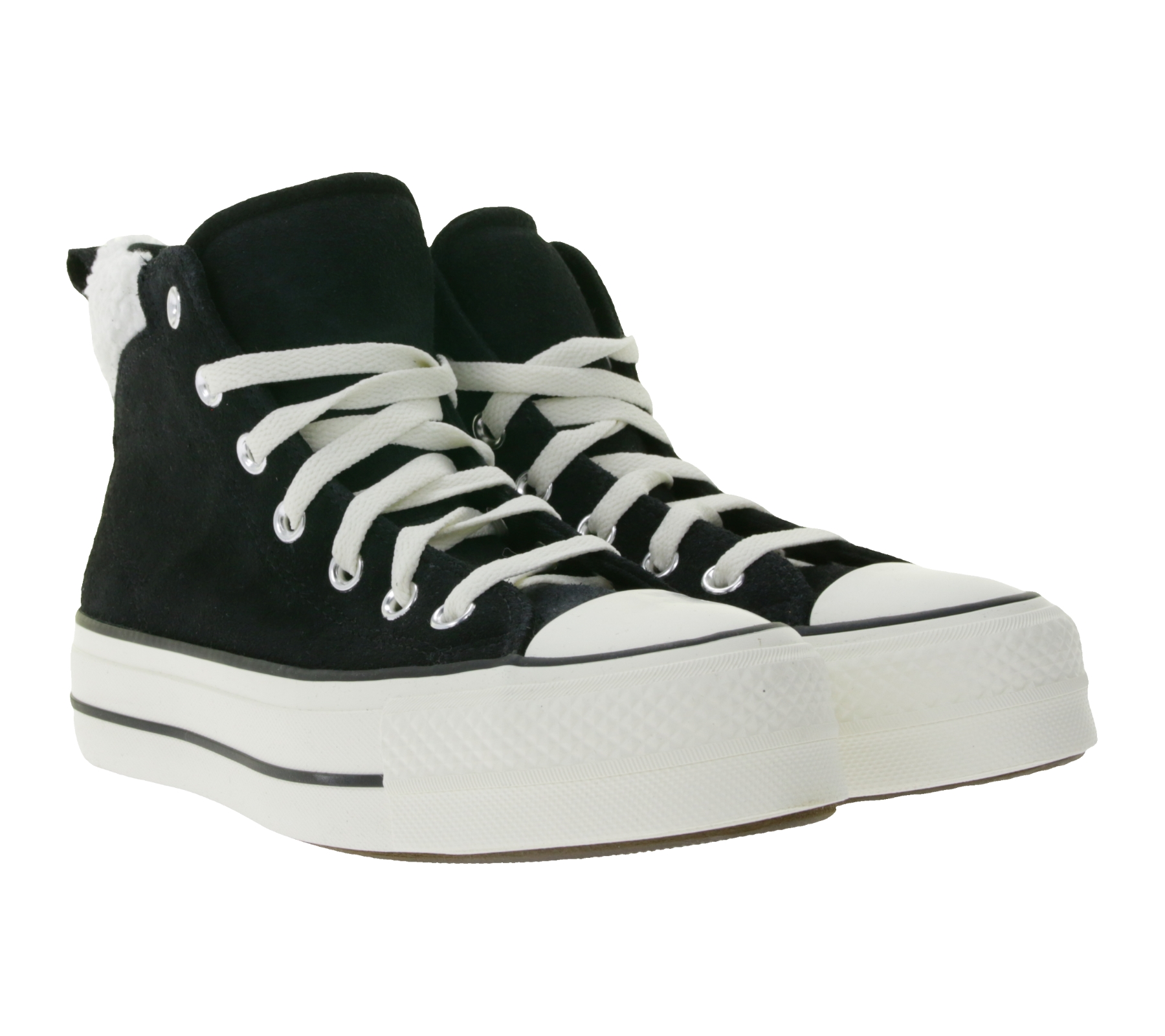 Converse Chuck Taylor All Star Puff Lift Damen Schuhe High Top Chucks mit Kunstfell-Futter am Schaftrand Echtleder Retro-Sneaker 132170C Schwarz von Converse