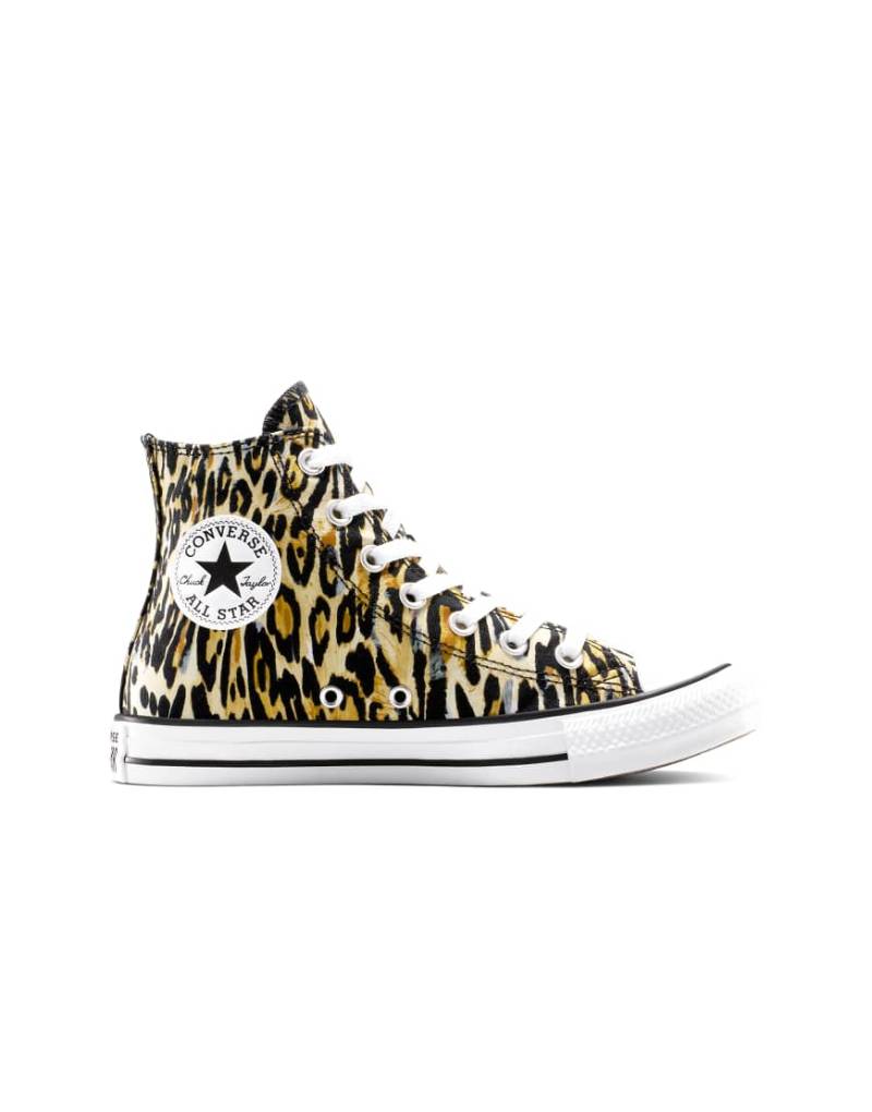 Converse - Chuck Taylor All Star - Sneaker in Schwarz/Weiß/Braun mit Leopardenmuster von Converse