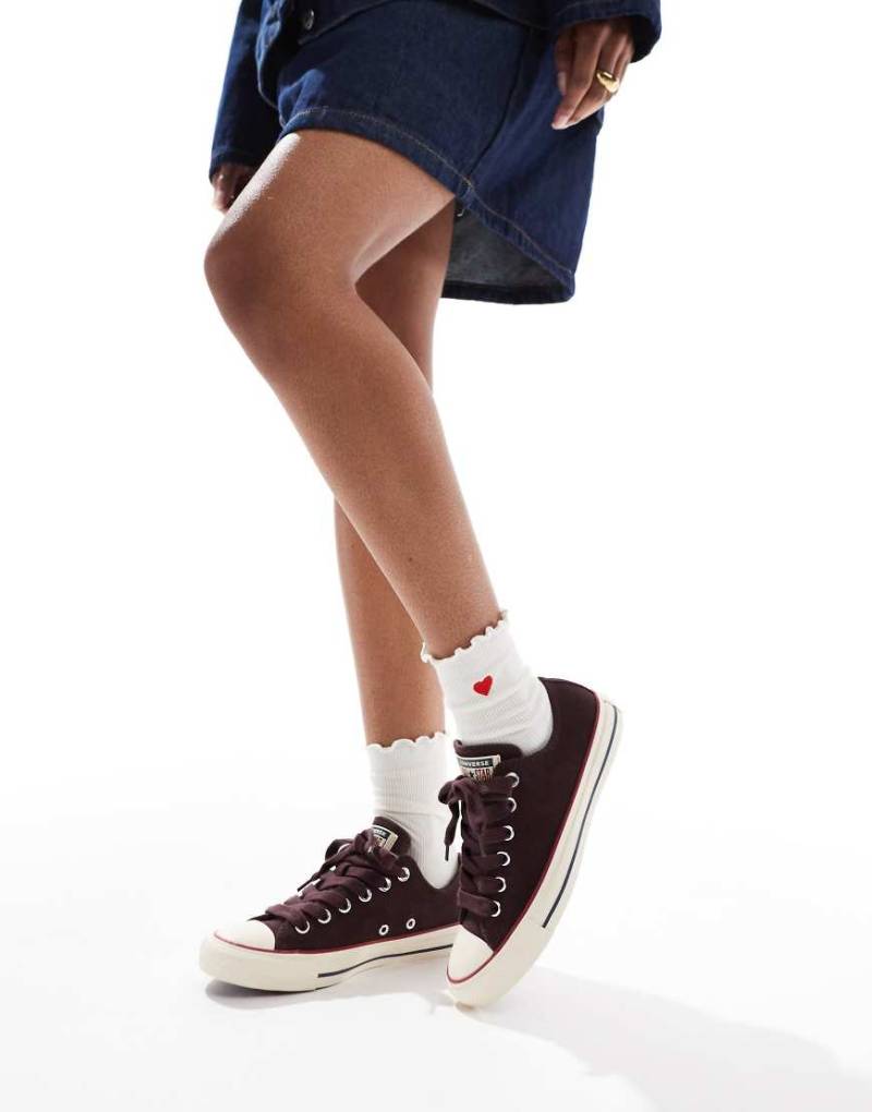 Converse - Chuck Taylor All Start Ox - Sneaker in Burgunderrot mit Besatz-Schwarz von Converse