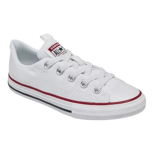 Converse Little Kid Chuck Taylor All Star Rave Ox Low Top Sneaker mit elastischen Schnürsenkeln, Weiß, Rot, Marineblau, 2 Little Kid von Converse