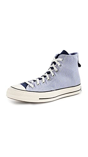 Converse Men's Chuck 70 Hi Hickory Stripe Sneakers, Washed Indigo/Egret/Black, 10 Medium US von Converse