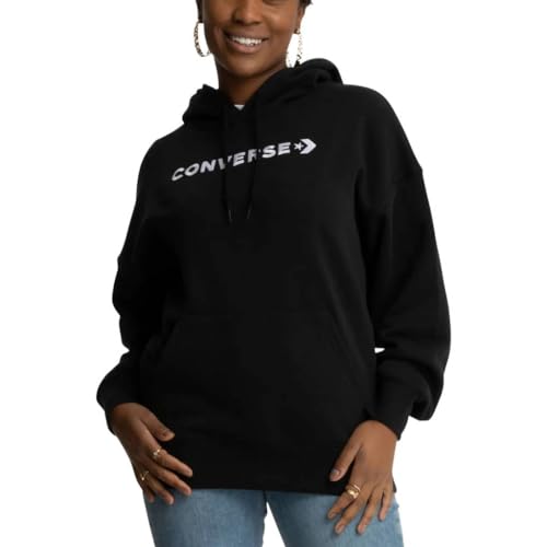 Converse Modell Wordmark Fleece Hoodie EM Black, Schwarz , S von Converse