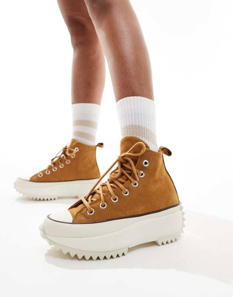 Converse - Run Star Hike Hi - Sneaker aus Wildlederimitat in Hellbraun von Converse