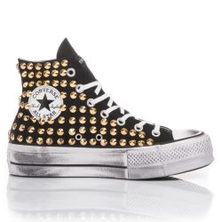 Converse Schwarz Gold Platform Sneakers - Damen Leinenschuhe von Converse