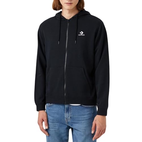 Converse Sweatshirt Full Zip mit Kapuze Go-To Chuck Patch Schwarz Code 10023871-A01, schwarz / weiß, M von Converse