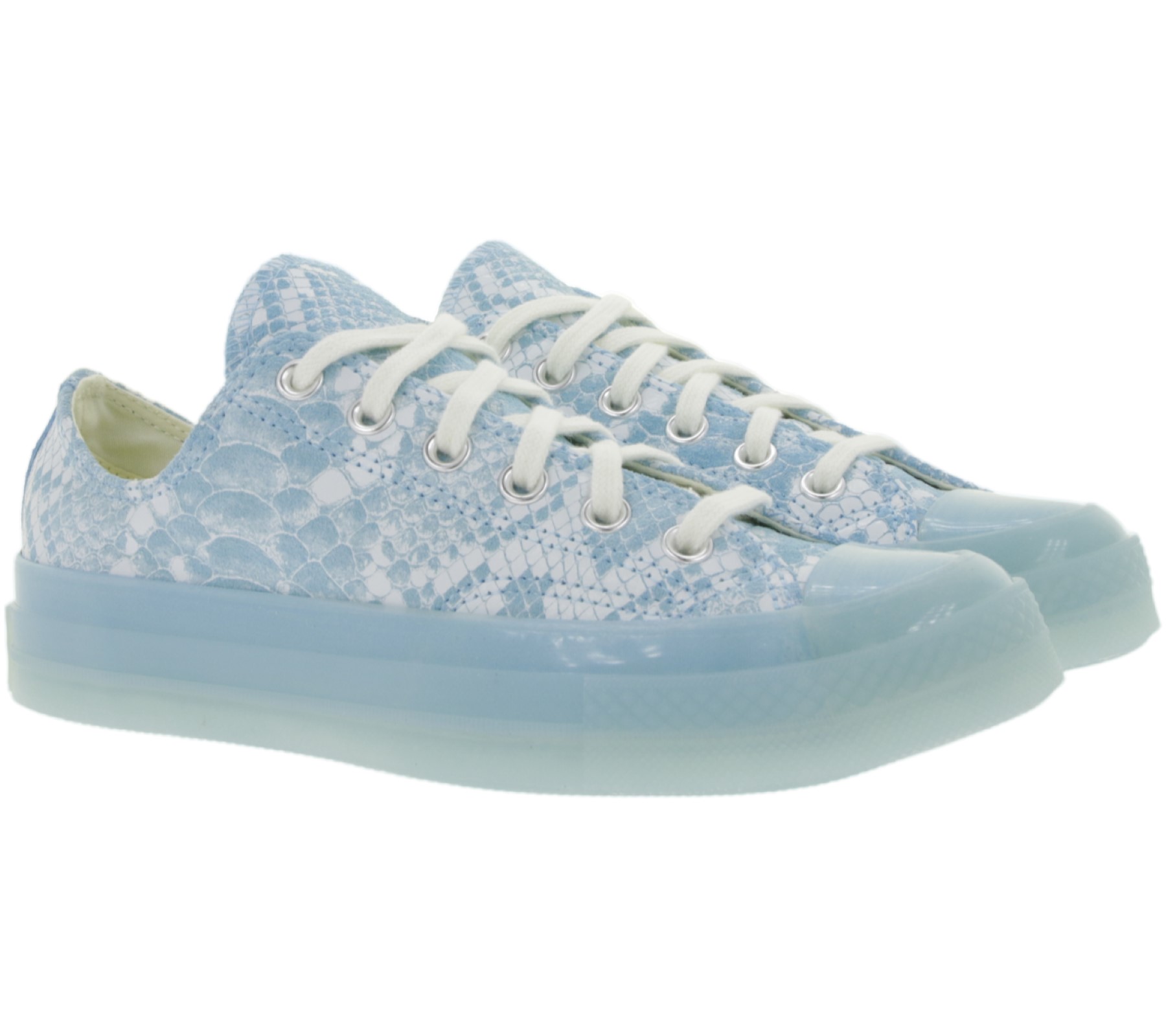 Converse x Golf Wang Low Top Schuhe coole Echtleder-Sneaker in Schlangenleder-Optik Chuck 70 Ox Blau/Weiß von Converse