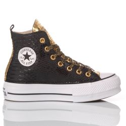 Handgemachte Converse Platform Sneaker In Schwarzgold-leder von Converse