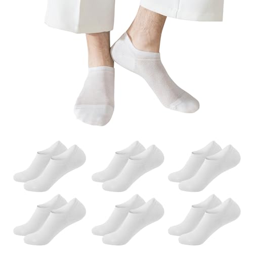 CooTooLa Sneaker Socken Herren 39-42 Füßlinge Sneakersocken 6 Paar Unsichtbare Baumwolle Atmungsaktiv Unisex No Show Socken mit Silikon kurze socken Schwarz Weiß Grau von CooTooLa