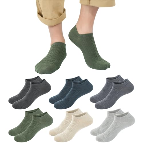 CooTooLa Sneaker Socken Herren 43-46 Füßlinge Sneakersocken 6 Paar Unsichtbare Baumwolle Atmungsaktiv Unisex No Show Socken mit Silikon kurze socken Schwarz Weiß Grau von CooTooLa