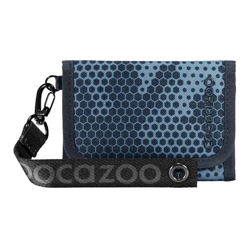 Coocazoo Geldbörse „Geometric Sky”, grau-blau, Portemonnaie mit Sichtfenster innen & außen, recyceltes Polyester, Münzfach & Kartenfächern, Klettverschluss, ab der 3. Klasse von Coocazoo