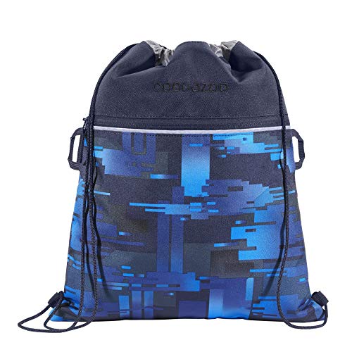 Coocazoo Sportbeutel RocketPocket „Deep Matrix“, blau, mit Reißverschlussfach und Kordelzug, reflektierende Elemente, ab der 5. Klasse, 10 Liter von Coocazoo