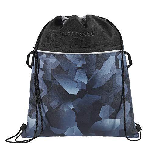 Coocazoo Sportbeutel RocketPocket „Grey Rocks“, grau, mit Reißverschlussfach und Kordelzug, Schlaufen zur Befestigung am Schulrucksack, Jungen ab der 5. Klasse, 10 Liter von Coocazoo