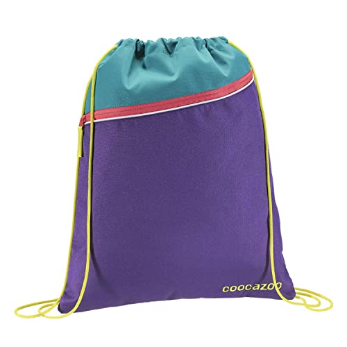 Coocazoo Sportbeutel RocketPocket „Holiman“, blau-gelb-lila, mit Reißverschlussfach und Kordelzug, reflektierende Elemente, Schlaufen zur Befestigung am Schulrucksack, 10 L von Coocazoo