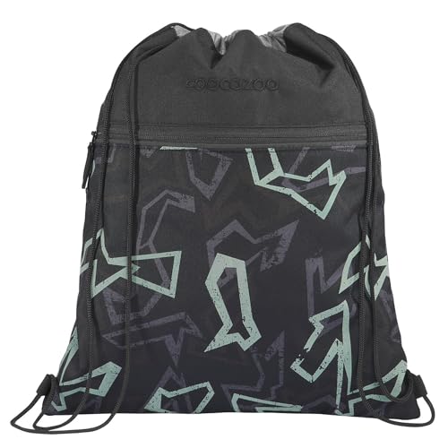 Coocazoo Turnbeutel, Reflective Graffiti, schwarz, mit Reißverschlussfach und Kordelzug, Schlaufen zur Befestigung am Schulrucksack, ab der 3. Klasse, ca. 10 Liter von Coocazoo