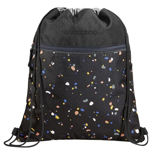 Coocazoo Turnbeutel „Sprinkled Candy”, schwarz-rosa, mit Reißverschlussfach und Kordelzug, reflektierende Elemente, Schlaufen zur Befestigung am Schulrucksack, 10 Liter, ab der 3. Klasse von Coocazoo