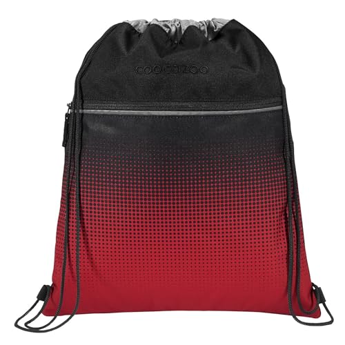 Coocazoo Turnbeutel „Blazing Fire”, schwarz-rot, mit Reißverschlussfach und Kordelzug, reflektierende Elemente, Schlaufen zur Befestigung am Schulrucksack, 10 Liter, ab der 3. Klasse von Coocazoo