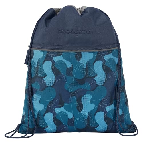 Coocazoo Turnbeutel „Cloudy Camou”, blau, mit Reißverschlussfach und Kordelzug, reflektierende Elemente, Schlaufen zur Befestigung am Schulrucksack, 10 Liter, ab der 3. Klasse von Coocazoo