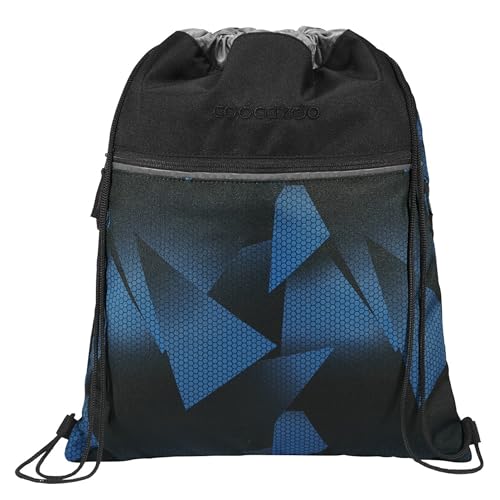 Coocazoo Turnbeutel „Electric Ice”, schwarz-blau, mit Reißverschlussfach und Kordelzug, reflektierende Elemente, Schlaufen zur Befestigung am Schulrucksack, 10 Liter, ab der 3. Klasse von Coocazoo