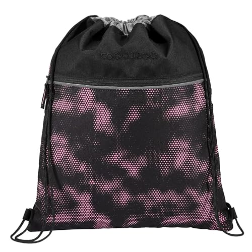 Coocazoo Turnbeutel „Pink Illusion”, schwarz-pink, mit Reißverschlussfach und Kordelzug, reflektierende Elemente, Schlaufen zur Befestigung am Schulrucksack, 10 Liter, ab der 3. Klasse von Coocazoo