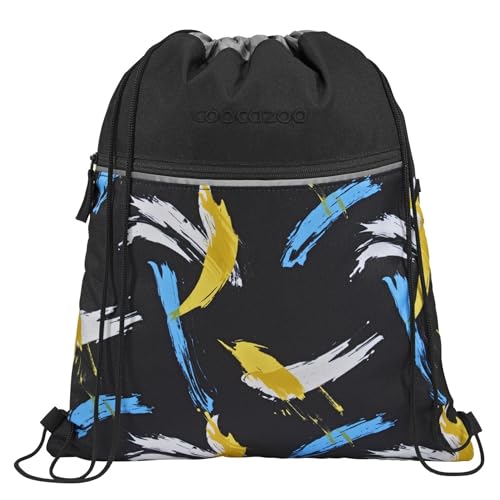 coocazoo Turnbeutel „Crazy Artnight”, schwarz-blau, mit Reißverschlussfach und Kordelzug, reflektierende Elemente, Schlaufen zur Befestigung am Schulrucksack, 10 Liter, ab der 3. Klasse von Coocazoo