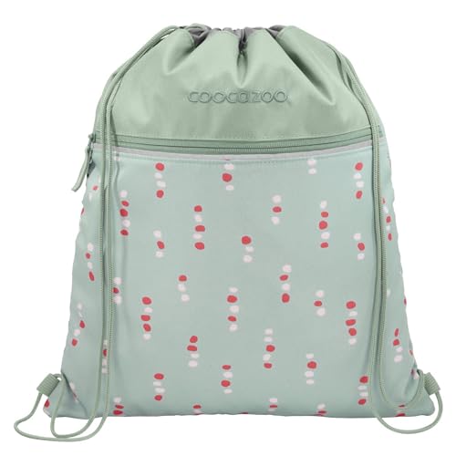 coocazoo Turnbeutel „Dancing Dots”, Mint, mit Reißverschlussfach und Kordelzug, reflektierende Elemente, Schlaufen zur Befestigung am Schulrucksack, 10 Liter, ab der 3. Klasse von Coocazoo