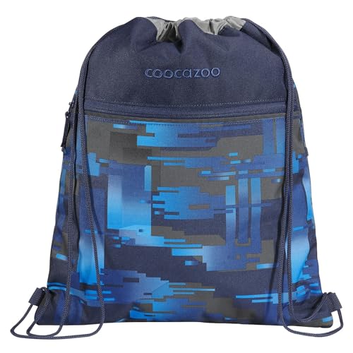 coocazoo Turnbeutel „Deep Matrix”, blau, mit Reißverschlussfach und Kordelzug, reflektierende Elemente, Schlaufen zur Befestigung am Schulrucksack, 10 Liter, ab der 3. Klasse von Coocazoo
