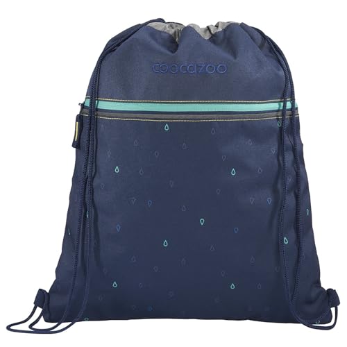 coocazoo Turnbeutel „Happy Raindrops”, blau, mit Reißverschlussfach und Kordelzug, reflektierende Elemente, Schlaufen zur Befestigung am Schulrucksack, 10 Liter, ab der 3. Klasse von Coocazoo