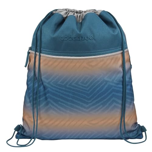 coocazoo Turnbeutel „Pacific Tribes”, blau-orange, mit Reißverschlussfach und Kordelzug, reflektierende Elemente, Schlaufen zur Befestigung am Schulrucksack, 10 Liter, ab der 3. Klasse von Coocazoo