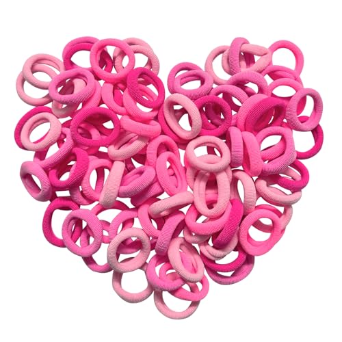 Cooetr Haargummi Baby - 100 Stück Elastische Klein für Kinder Mädchen, Winzige Weiche Haargummis für Kleinkinder (Rosa) von Cooetr
