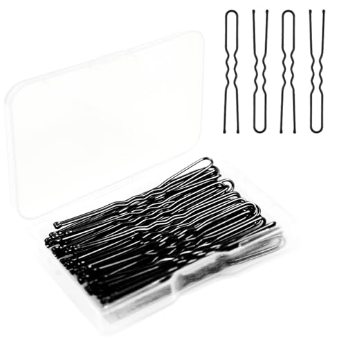 Cooetr U-förmige Haarnadeln, 50 Stück Haarklammern, Bobby Pins Metall, Haarnadeln Metall für Mädchen und Frauen Haarklammern mit Aufbewahrungsbox (Schwarz) von Cooetr