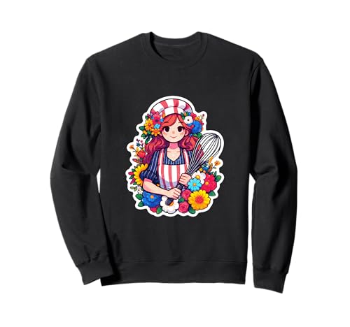 Cook Chef Girl Cottagecore Anime-Anime mit Blumenmuster Sweatshirt Cook Chef Girl Cottagecore Anime-Anime mit Blumenmuster Sweatshirt von Cook Chef Girl Baking in Flowers Kawaii