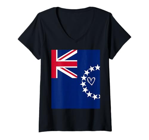Damen Cook Islands Flagge Cook Islander Heart Proud National Day T-Shirt mit V-Ausschnitt Damen Cook Islands Flagge Cook Islander Heart Proud National Day T-Shirt mit V-Ausschnitt von Cook Islands Flag Cook Islander Proud Gifts Idea