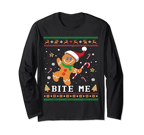 GINGERBREAD MAN BITE ME Langarmshirt von Cookie Crew Backen Geschenke Christmas Weihnachten