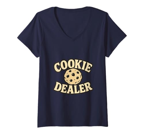 Damen Cookie Dealer Foodie Coffein T-Shirt mit V-Ausschnitt von Cookie Foodie Lovers