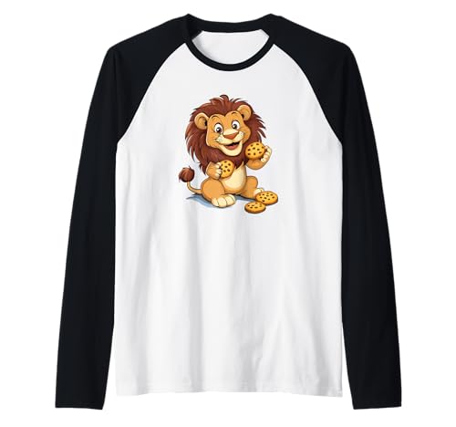 Lustiges Löwe mit leckerem Keks Kostüm für Jungen und Mädchen Raglan von Cookie Lion
