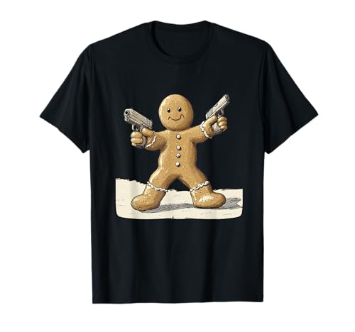 Cooles Akimbo Cookie Man Kostüm für Keks- und Waffenliebhaber T-Shirt von Cookie Man with Gun