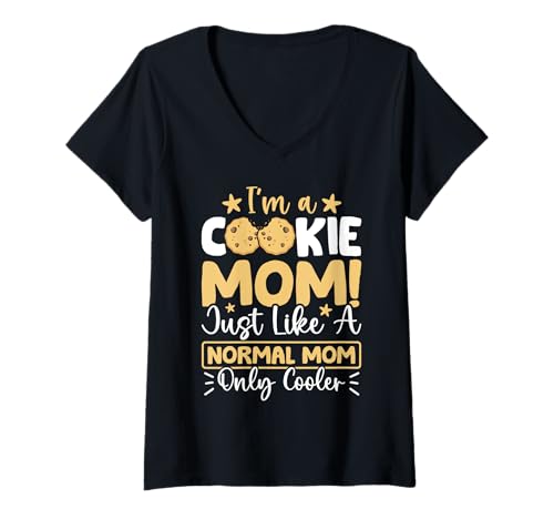 Damen Ich bin eine Cookie-Mama, genau wie eine normale Mama, nur cooler T-Shirt mit V-Ausschnitt Damen Ich bin eine Cookie-Mama, genau wie eine normale Mama, nur cooler T-Shirt mit V-Ausschnitt von Cookie Mom Normal Cooler Eat Pastry Gift Cute Star