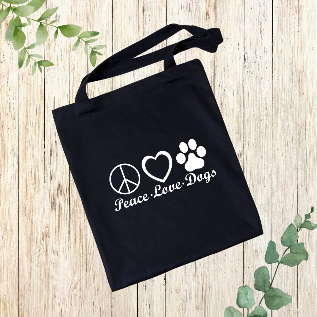 Tragetasche Aus 100% Baumwolle - Peace, Love & Dogs Schwarz von CookieandFriends