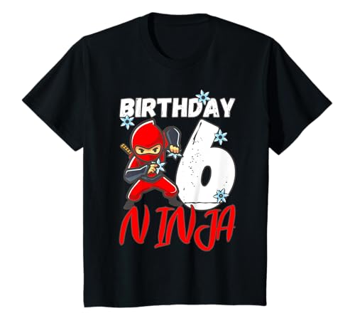 Geburtstag Ninja 6 Jahre alt Junge Ninja Geburtstag 6. Jungen T-Shirt von Cool 6th Birthday Boy Gift Ideas