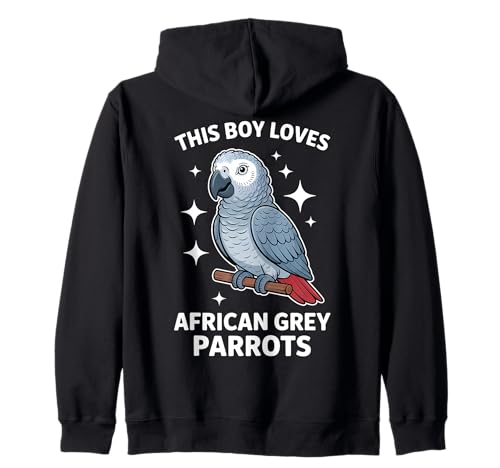 This Boy Loves African Grey Papageien Kapuzenjacke This Boy Loves African Grey Papageien Kapuzenjacke von Cool African Grey Parrot Cool Parrots Designs